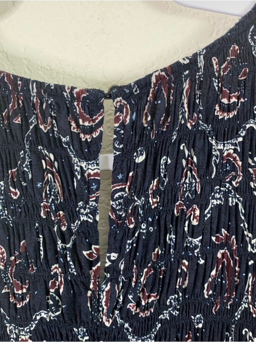 Madewell navy Smocked V-Neck Midi Dress in Paisley long sleeve M - Picture 12 of 12